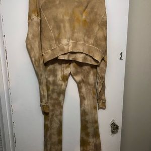 Waffle knit two piece suit